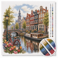 Amsterdamer Grachtenhäuser mit Tourboot — Kreuzstich-Set 1