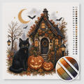 Halloween Schwarze Katze beim Hexenhäuschen — Kreuzstich-Set 1
