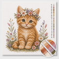 Orange Kitten with Flower Wreath — Cross Stitch Kit 1