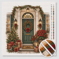 Weihnachts-Haustür mit Kranz und Geschenken — Kreuzstich-Set 1