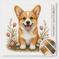 Corgi Puppy among Tulips — Cross Stitch Kit 1