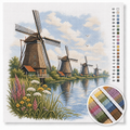 Kinderdijk Windmills on the Water — Cross Stitch Kit 1
