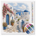 Santorini White Houses with Blue Domes — Cross Stitch Kit 1