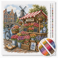 Amsterdamer Blumenmarkt mit Tulpenstand — Kreuzstich-Set 1