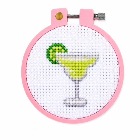Margarita mini kruissteek in roze borduurring