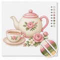 Teekanne mit Rosen — Kreuzstich-Set 1
