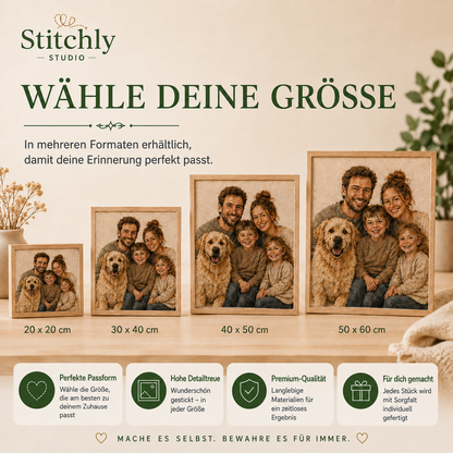 Wähle deine Größe - erhältlich in 20x20 bis 50x60 cm - Stitchly Studio