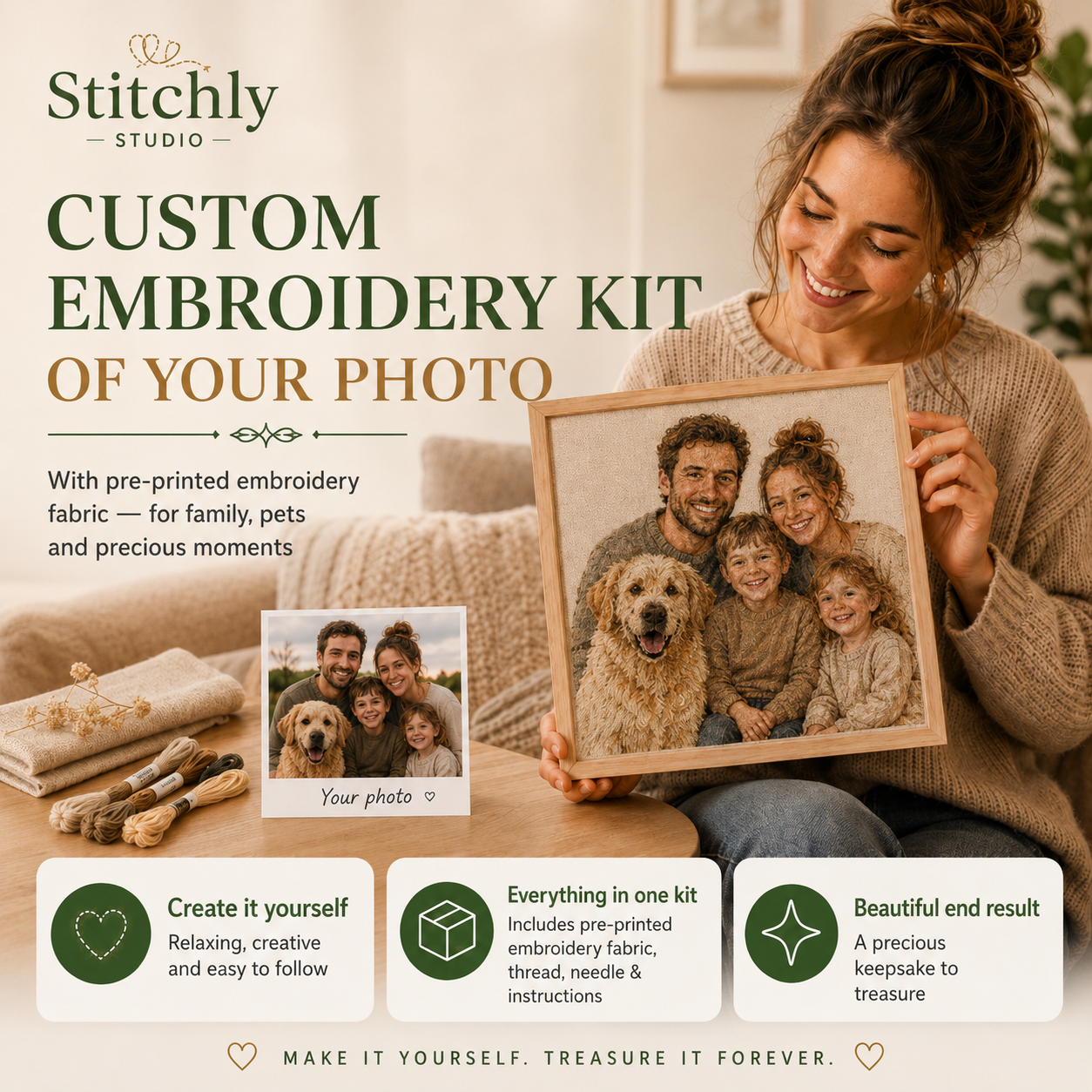 Custom embroidery kit of your photo - Stitchly Studio