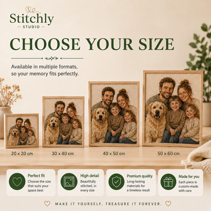 Choose your size - available in 20x20 to 50x60 cm - Stitchly Studio