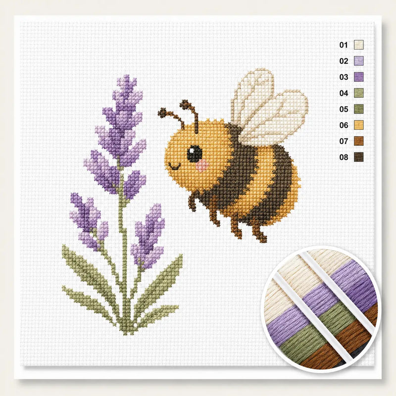 Hommel op Lavendel — Kruissteek Pakket